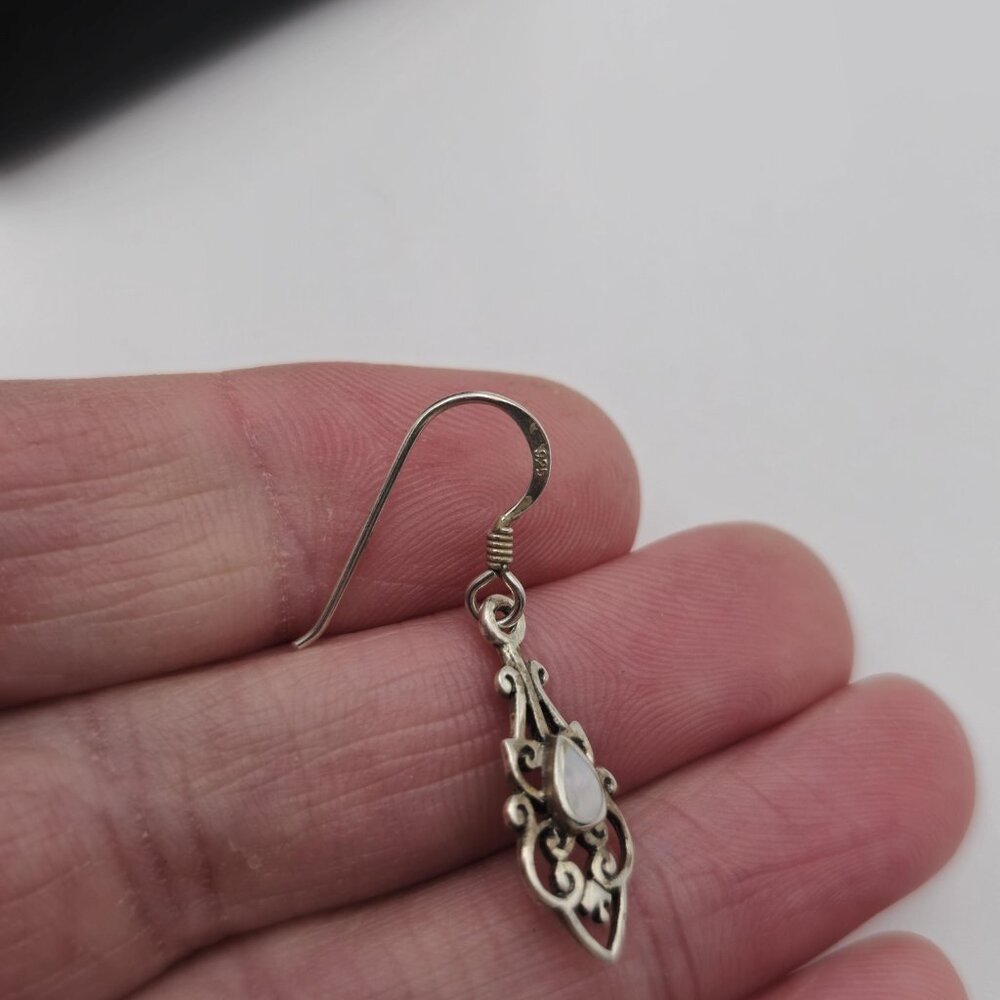 Sterling Silver Fancy Teardrop Shell Rustic Earri… - image 3